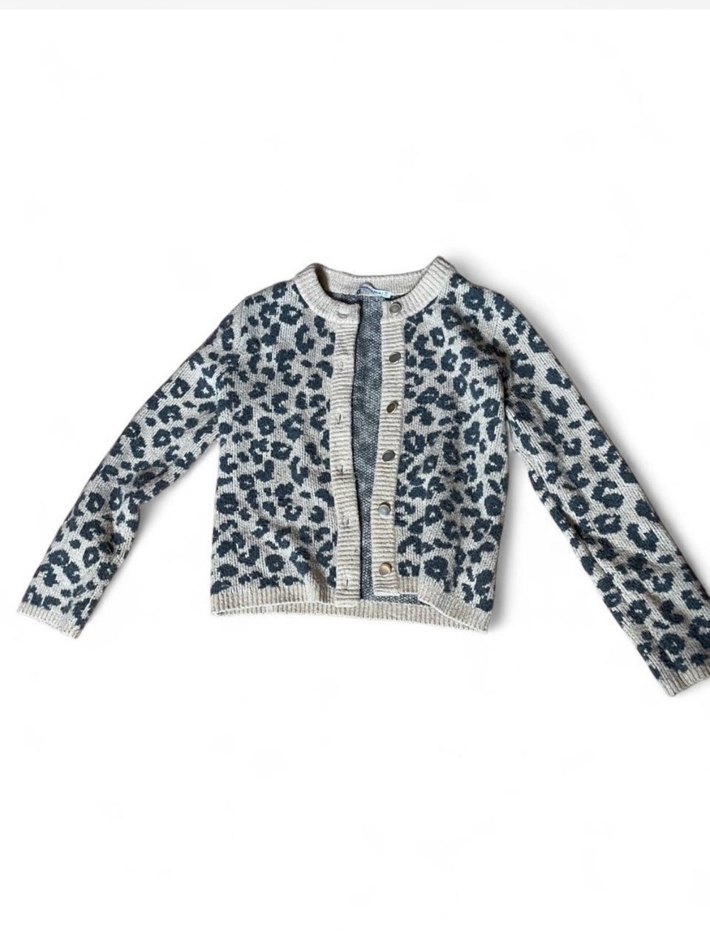 Abercrombie & Fitch Cream and Navy Leopard Print Cardigan